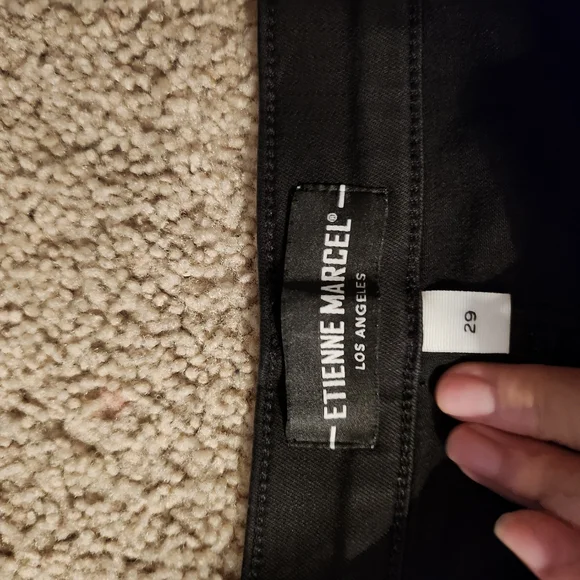 Etienne Marcel Black Skinny Jeans with Red Zipper
